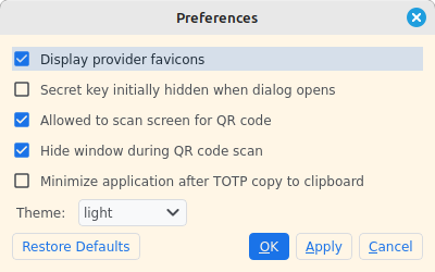 Preferences Dialog